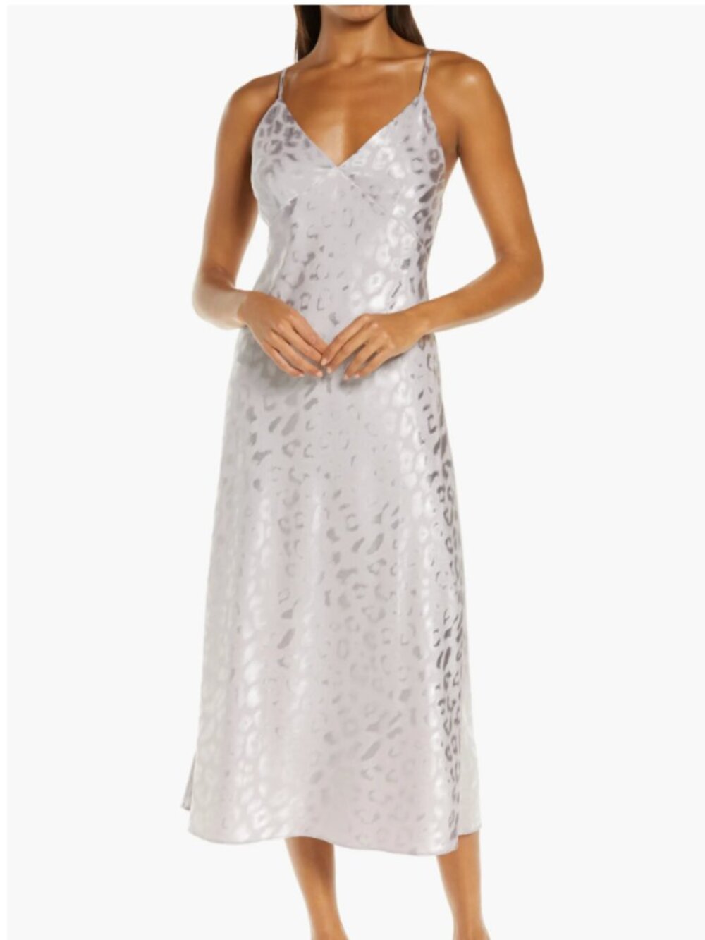 Decadence Leopard Jacquard Satin Chemise slip dress Silver/Lilac